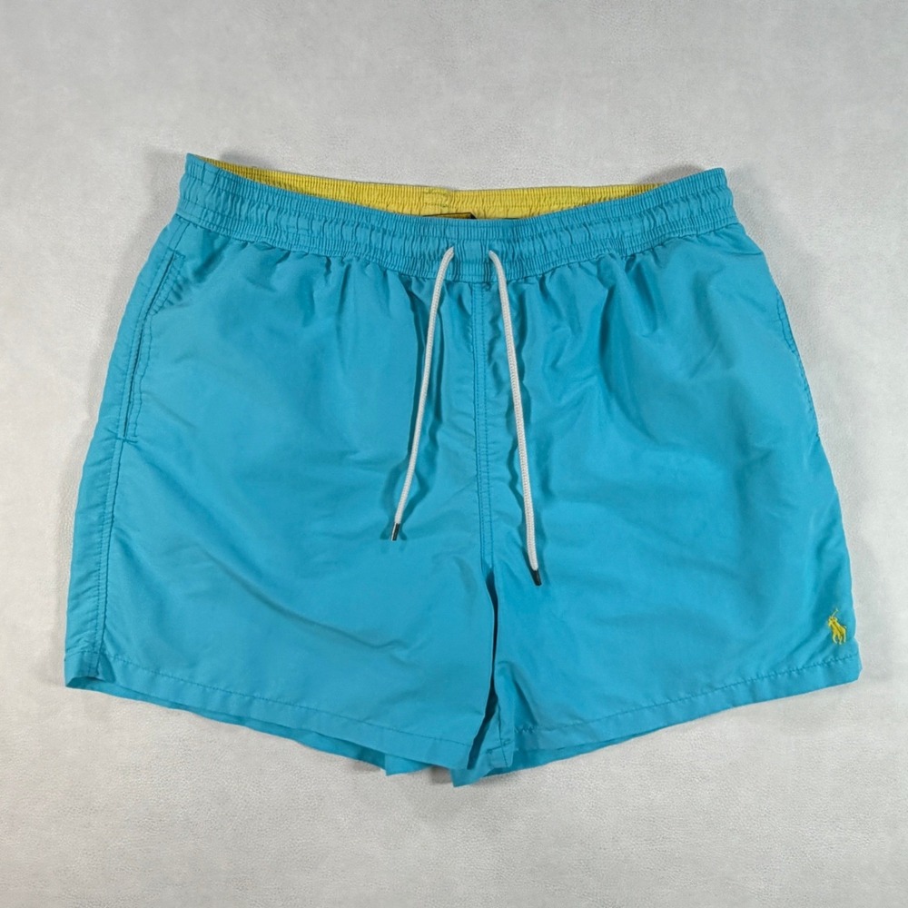 Polo Ralph Lauren Mens XXL Turquoise Blue Yellow Pony Logo‎ Swim Trunks Shorts